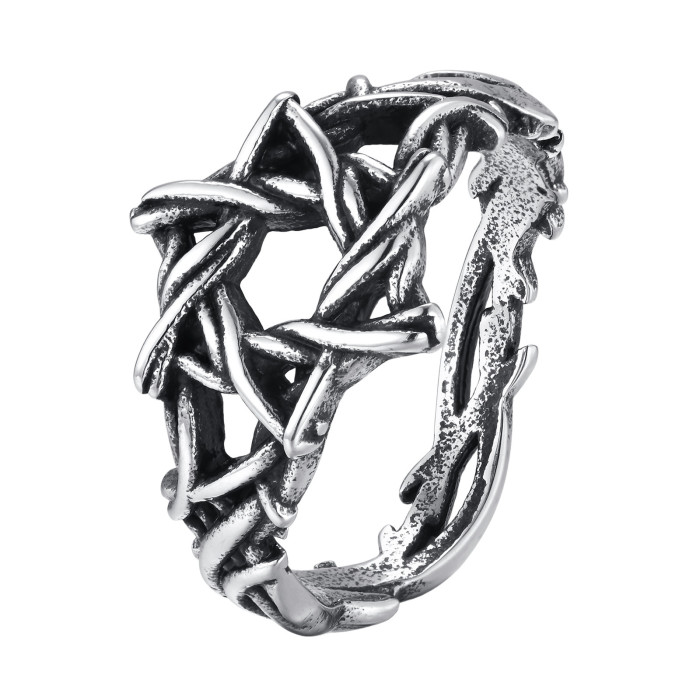 Wholesale Stainless Steel Openwork Pentagram Ring