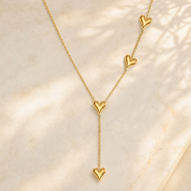 Wholesale Stainless Steel Multi-Heart Y Necklace