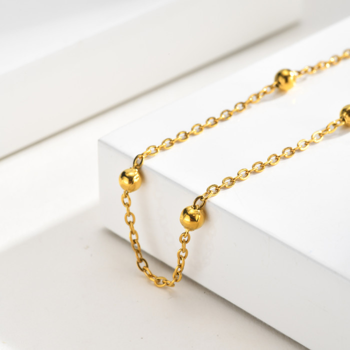 Wholesale Stainless Steel Gold Bead Chain Bracelet
