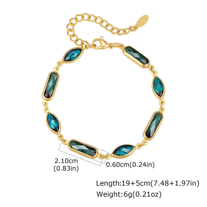 Wholesale Stainless Steel Colorful Glass Stone Bracelets