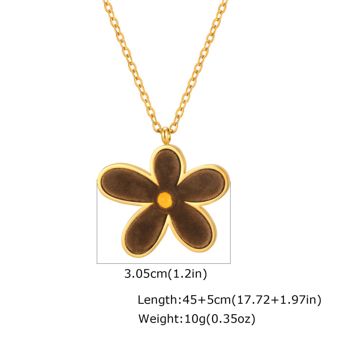 Wholesale Stainless Steel Brown Velvet Flower Jewelry