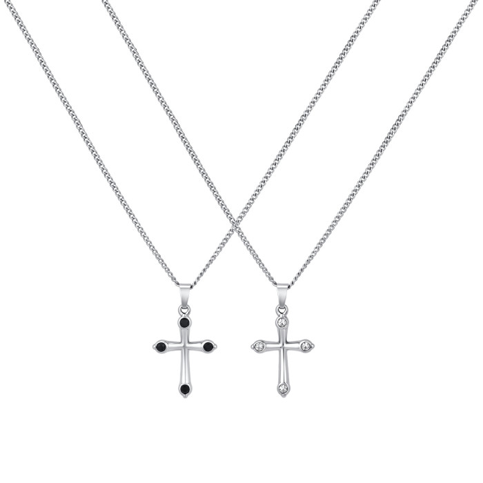 Wholesale Stainless Steel Four-Stone CZ Cross Pendants