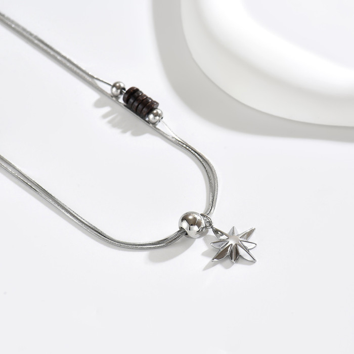 Wholesale Stainless Steel Layered Eight-Point Star Necklace