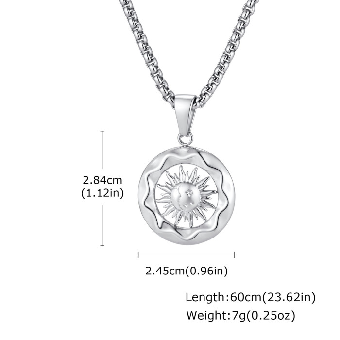Wholesale Stainless Steel Sun and Moon Round Pendant