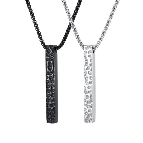 Wholesale Stainless Steel Textured Bar Pendant Necklace