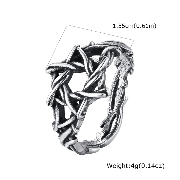 Wholesale Stainless Steel Openwork Pentagram Ring