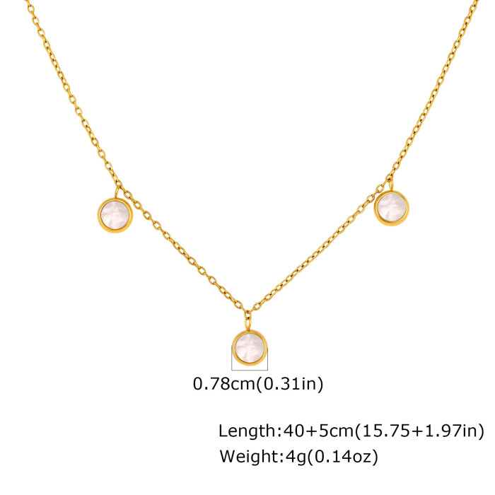 Wholesale Stainless Steel Three Round Shell Charm Necklace