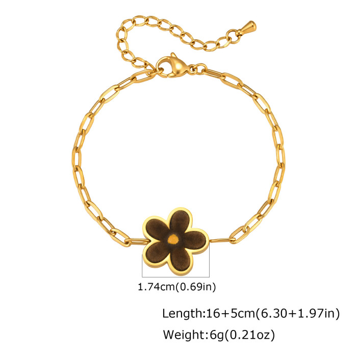 Wholesale Stainless Steel Brown Velvet Flower Jewelry