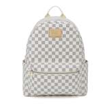 GOWELL Fashion Checkered Tote Shoulder Handbags Bag with inner pouch PU Vegan Leather(White)