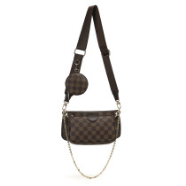 GOWELL Checkered Women Three Pieces Crossbody Bags Lady Fashion Leather Handbags With Coin Purse Luxury Top Brand Shoulder Bags