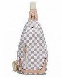 GOWELL Checkered Men's Crossbody Chest Bags Casual Leather Sports Sling Bags Fashion Famous Designer Phones Beslt Bags Purse For Men