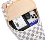 GOWELL Checkered Men's Crossbody Chest Bags Casual Leather Sports Sling Bags Fashion Famous Designer Phones Beslt Bags Purse For Men