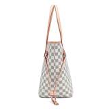 GOWELL Checkered Women Top Famous Designer Leather Handbags Luxury Shoulder Bags Classic Tote For Lady Large Capacity Shopping Travel Handle Totes Bags