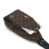 GOWELL Checkered Men's Crossbody Chest Bags Casual Leather Sports Sling Bags Fashion Famous Designer Phones Beslt Bags Purse For Men