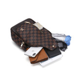 GOWELL Checkered Men's Crossbody Chest Bags Casual Leather Sports Sling Bags Fashion Famous Designer Phones Beslt Bags Purse For Men