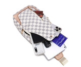GOWELL Checkered Men's Crossbody Chest Bags Casual Leather Sports Sling Bags Fashion Famous Designer Phones Beslt Bags Purse For Men