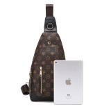GOWELL Checkered Men's Crossbody Chest Bags Casual Leather Sports Sling Bags Fashion Famous Designer Phones Beslt Bags Purse For Men