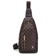 GOWELL Checkered Men's Crossbody Chest Bags Casual Leather Sports Sling Bags Fashion Famous Designer Phones Beslt Bags Purse For Men