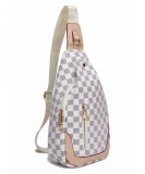 GOWELL Checkered Men's Crossbody Chest Bags Casual Leather Sports Sling Bags Fashion Famous Designer Phones Beslt Bags Purse For Men
