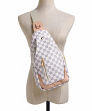 GOWELL Checkered Men's Crossbody Chest Bags Casual Leather Sports Sling Bags Fashion Famous Designer Phones Beslt Bags Purse For Men