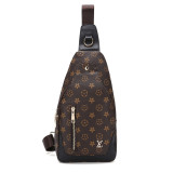 GOWELL Checkered Men's Crossbody Chest Bags Casual Leather Sports Sling Bags Fashion Famous Designer Phones Beslt Bags Purse For Men