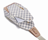 GOWELL Checkered Men's Crossbody Chest Bags Casual Leather Sports Sling Bags Fashion Famous Designer Phones Beslt Bags Purse For Men