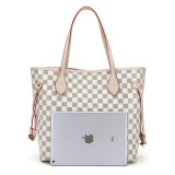 GOWELL Checkered Women Top Famous Designer Leather Handbags Luxury Shoulder Bags Classic Tote For Lady Large Capacity Shopping Travel Handle Totes Bags