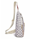 GOWELL Checkered Men's Crossbody Chest Bags Casual Leather Sports Sling Bags Fashion Famous Designer Phones Beslt Bags Purse For Men