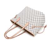 GOWELL Checkered Women Top Famous Designer Leather Handbags Luxury Shoulder Bags Classic Tote For Lady Large Capacity Shopping Travel Handle Totes Bags