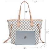 GOWELL Checkered Women Top Famous Designer Leather Handbags Luxury Shoulder Bags Classic Tote For Lady Large Capacity Shopping Travel Handle Totes Bags