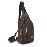 GOWELL Checkered Men's Crossbody Chest Bags Casual Leather Sports Sling Bags Fashion Famous Designer Phones Beslt Bags Purse For Men