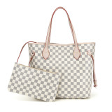 GOWELL Checkered Women Top Famous Designer Leather Handbags Luxury Shoulder Bags Classic Tote For Lady Large Capacity Shopping Travel Handle Totes Bags