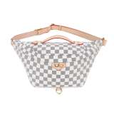 GOWELL Checkered Unisex Leather Beslt Bags Chest Bag Female Pu Messenger Handbag Fashion High Quality Shoulder Phone Purse Crossbody Bags