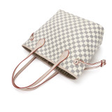 GOWELL Checkered Women Top Famous Designer Leather Handbags Luxury Shoulder Bags Classic Tote For Lady Large Capacity Shopping Travel Handle Totes Bags