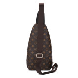 GOWELL Checkered Men's Crossbody Chest Bags Casual Leather Sports Sling Bags Fashion Famous Designer Phones Beslt Bags Purse For Men