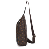 GOWELL Checkered Men's Crossbody Chest Bags Casual Leather Sports Sling Bags Fashion Famous Designer Phones Beslt Bags Purse For Men