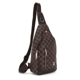 GOWELL Checkered Men's Crossbody Chest Bags Casual Leather Sports Sling Bags Fashion Famous Designer Phones Beslt Bags Purse For Men