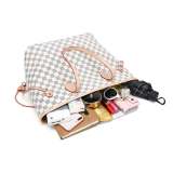 GOWELL Checkered Women Top Famous Designer Leather Handbags Luxury Shoulder Bags Classic Tote For Lady Large Capacity Shopping Travel Handle Totes Bags