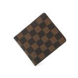 GOWELL Checkered Wallet Unisex Short Leather Horizontal Section New Wave Old Flower Checkerboard Wallet Big-name Wallet Multi-functional Small Wallet