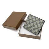 GOWELL Checkered Wallet Unisex Short Leather Horizontal Section New Wave Old Flower Checkerboard Wallet Big-name Wallet Multi-functional Small Wallet