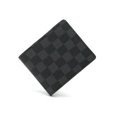 GOWELL Checkered Wallet Unisex Short Leather Horizontal Section New Wave Old Flower Checkerboard Wallet Big-name Wallet Multi-functional Small Wallet