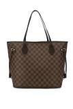 GOWELL Checkered Women Top Famous Designer Leather Handbags Luxury Shoulder Bags Classic Tote For Lady Large Capacity Shopping Travel Handle Totes Bags(Brown)