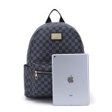 GOWELL Fashion Checkered Tote Shoulder Handbags Bag with inner pouch PU Vegan Leather(Black)