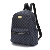 GOWELL Fashion Checkered Tote Shoulder Handbags Bag with inner pouch PU Vegan Leather(Black)