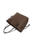 GOWELL Checkered Women Top Famous Designer Leather Handbags Luxury Shoulder Bags Classic Tote For Lady Large Capacity Shopping Travel Handle Totes Bags(Brown)