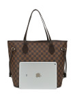 GOWELL Checkered Women Top Famous Designer Leather Handbags Luxury Shoulder Bags Classic Tote For Lady Large Capacity Shopping Travel Handle Totes Bags(Brown)