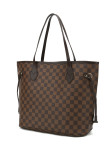 GOWELL Checkered Women Top Famous Designer Leather Handbags Luxury Shoulder Bags Classic Tote For Lady Large Capacity Shopping Travel Handle Totes Bags(Brown)