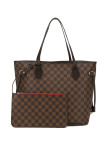 GOWELL Checkered Women Top Famous Designer Leather Handbags Luxury Shoulder Bags Classic Tote For Lady Large Capacity Shopping Travel Handle Totes Bags(Brown)
