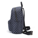 GOWELL Fashion Checkered Tote Shoulder Handbags Bag with inner pouch PU Vegan Leather(Black)