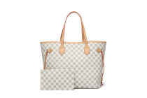 GOWELL Women's Checkered Tote Shoulder Bag With Inner Pouch - Pu Vegan Leather&Nbsp;Shoulder Satchel Fashion Bags -Cream